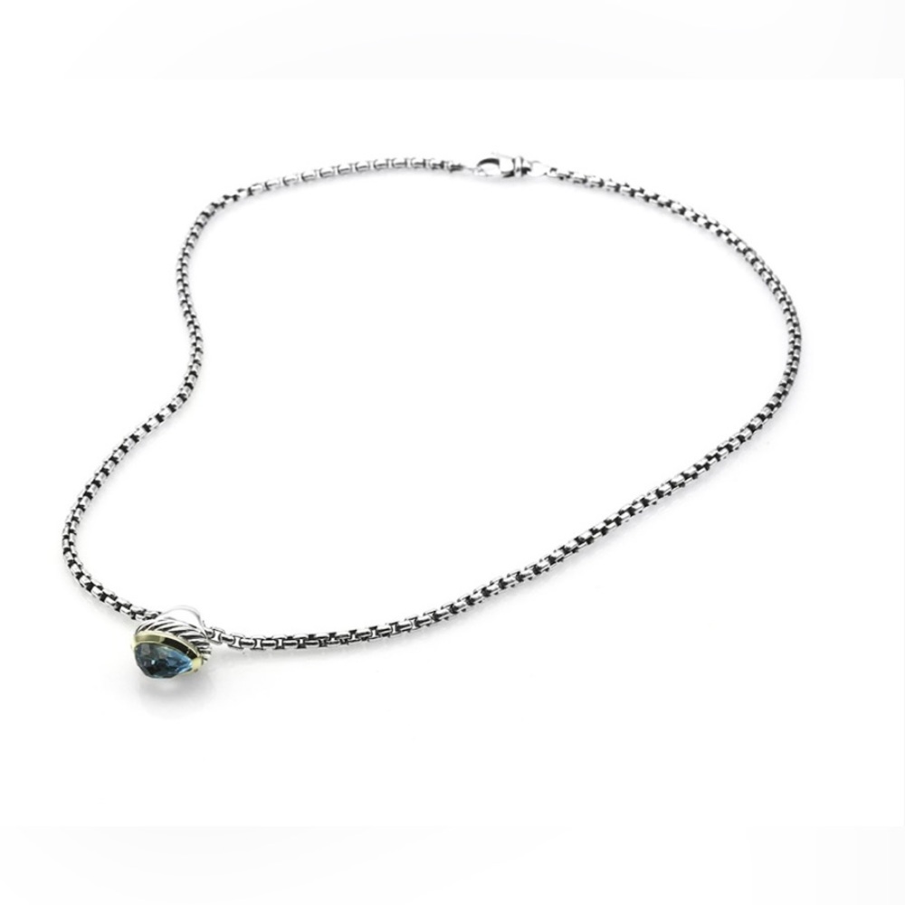 David Yurman Sterling Silver and Topaz Acorn Necklace